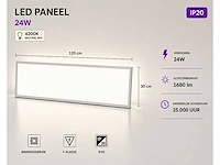 8 x led paneel 36w – 4200k neutraal wit - 1195x295mm – ip20 – zodiac-36