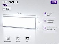 8 x led paneel 36w – 6400k koud wit - 1195x295mm – ip20 – zodiac-36 - afbeelding 1 van  5