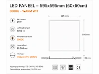 8 x led paneel 45w – 3000k warm wit - 595x595mm – ip20 – galaksi - afbeelding 4 van  5