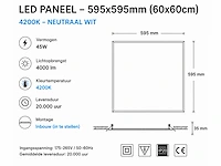 8 x led paneel 45w – 4200k neutraal wit - 595x595mm – ip20 – galaksi - afbeelding 4 van  5