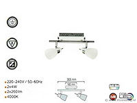 8 x led plafondlamp – 2 spots – 2 x 4w – 4000k neutraal wit – zilver – hl7192l - afbeelding 4 van  4