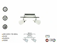 8 x led plafondlamp – 2 spots – 2 x 4w – 4000k neutraal wit – zilver – hl7192l - afbeelding 3 van  4