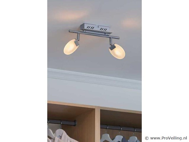 8 x led plafondlamp – 2 spots – 2 x 5w – 4000k neutraal wit – zilver – hl7162l - afbeelding 2 van  4