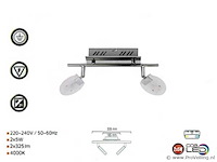 8 x led plafondlamp – 2 spots – 2 x 5w – 4000k neutraal wit – zilver – hl7162l - afbeelding 3 van  4