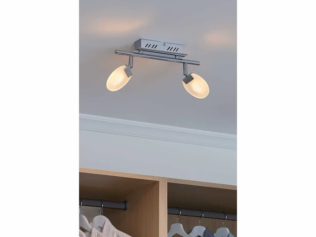 8 x led plafondlamp – 2 spots – 2 x 5w – 4000k neutraal wit – zilver – hl7162l - afbeelding 2 van  4
