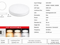 8 x led plafondlamp 32w – 3cct verstelbaar - wit – ip20 – hazel-32 3cct - afbeelding 4 van  5