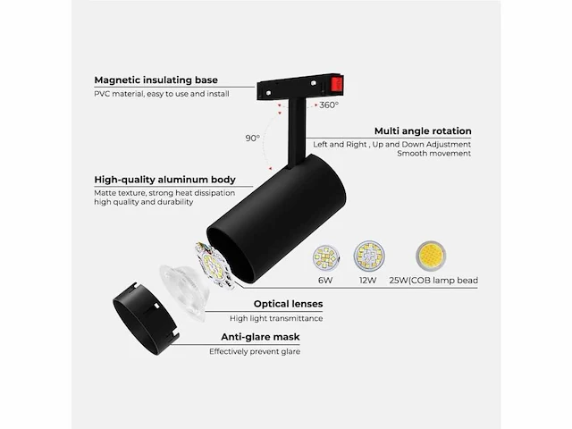 8 x led spot voor magnetische rail – 48v – 20w – 4000k neutraal wit – bery-20 - afbeelding 4 van  5