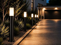 8 x led tuinlamp – e27 – ip44 – zwart – 80cm – buitenverlichting – kavak-5 - afbeelding 1 van  5