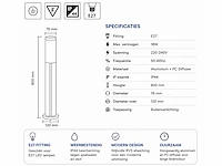 8 x led tuinlamp – e27 – ip44 – zwart – 80cm – buitenverlichting – kavak-5 - afbeelding 15 van  15