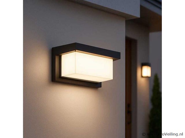 8 x led wandlamp – 12w – 3500k neutraal wit – ip54 – zwart – saw-02 - afbeelding 1 van  4