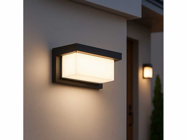 8 x led wandlamp – 12w – 3500k neutraal wit – ip54 – zwart – saw-02 - afbeelding 1 van  12