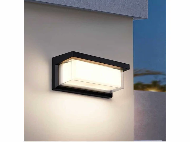 8 x led wandlamp – 12w – 3500k neutraal wit – ip54 – zwart – saw-02 - afbeelding 7 van  12