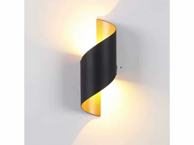 8 x led wandlamp – 6w – 3500k neutraal wit – ip54 – zwart/goud – sw-34 - afbeelding 3 van  15