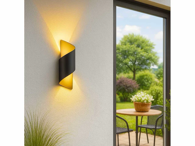 8 x led wandlamp – 6w – 3500k neutraal wit – ip54 – zwart/goud – sw-34 - afbeelding 8 van  15