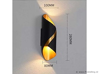 8 x led wandlamp – 6w – 3500k neutraal wit – ip54 – zwart/goud – sw-35 - afbeelding 4 van  4