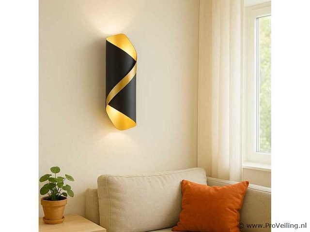 8 x led wandlamp – 6w – 3500k neutraal wit – ip54 – zwart/goud – sw-35 - afbeelding 1 van  4