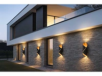 8 x led wandlamp – 6w – 3500k neutraal wit – ip54 – zwart/goud – sw-35 - afbeelding 2 van  12