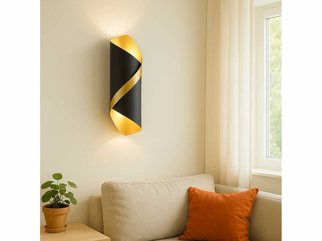 8 x led wandlamp – 6w – 3500k neutraal wit – ip54 – zwart/goud – sw-35 - afbeelding 8 van  12