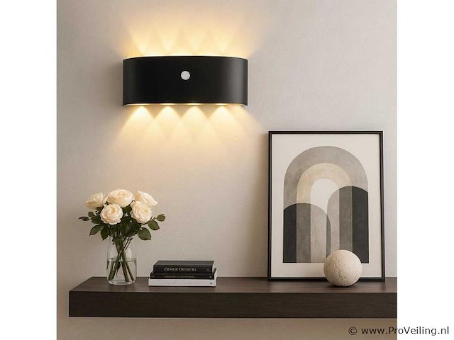 8 x led wandlamp met sensor – 8w – 3500k warm wit – ip54 – sw-2310-4 - afbeelding 1 van  3