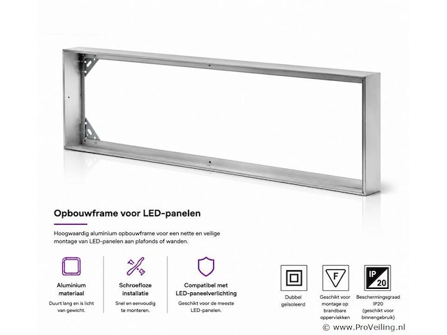 8 x opbouw frame voor led paneel – 1200x300mm – ip20 – frame-30120 - afbeelding 1 van  5