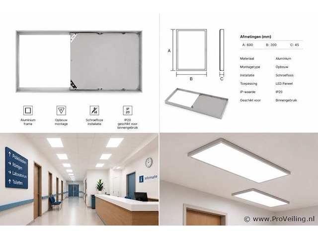 8 x opbouw frame voor led paneel – 600x300mm – ip20 – frame-3060 - afbeelding 5 van  5