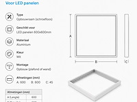 8 x opbouw frame voor led paneel – 600x600mm – ip20 – frame-6060 - afbeelding 4 van  5