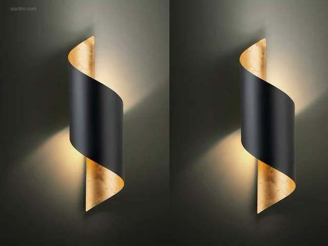 8 x swirl design wandlampen goud zwart - afbeelding 1 van  8
