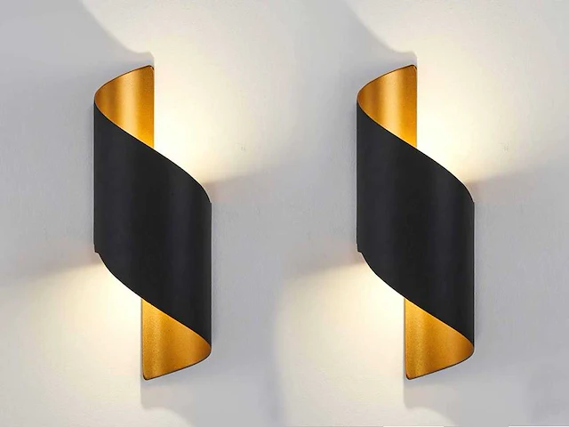 8 x swirl ip54 wandlampen goud zwart - afbeelding 1 van  9