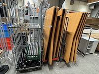 8x bureautafel en ronde tafel, beuken/zwart - afbeelding 1 van  3