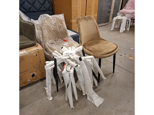 8x eetkamerstoel, velvet licht bruin - afbeelding 4 van  4