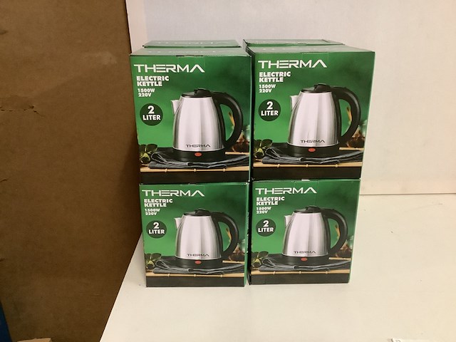 8x elektrische waterkokers therma, zilver/zwart - afbeelding 1 van  2