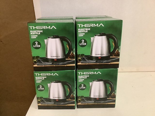 8x elektrische waterkokers therma, zilver/zwart - afbeelding 1 van  2