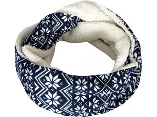 8x fleece col sjaal dames, blauw en bruin, 28 x 75 cm - afbeelding 2 van  3