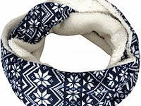 8x fleece col sjaal dames, blauw en bruin, 28 x 75 cm - afbeelding 2 van  3