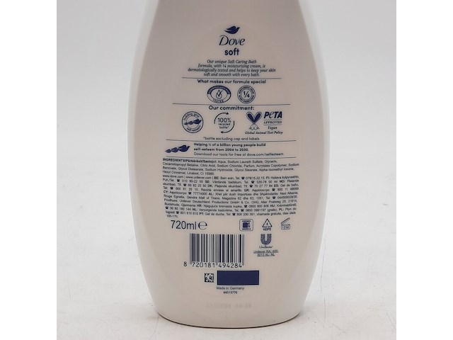 8x fles badcrème, 720 ml, dove, caring bath - afbeelding 4 van  4