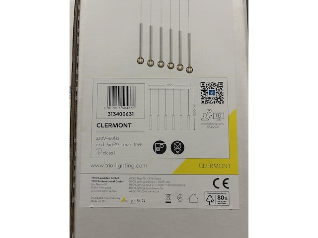 8x hanglamp trio, clermont - afbeelding 4 van  5