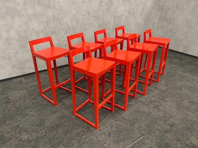 8x houten barkruk rood zh80 - afbeelding 2 van  9