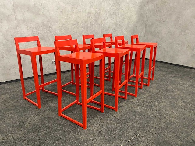 8x houten barkruk rood zh80 - afbeelding 7 van  9