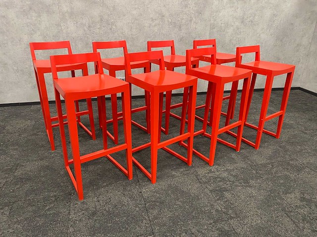 8x houten barkruk rood zh80 - afbeelding 1 van  8