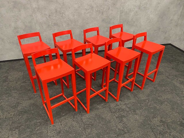 8x houten barkruk rood zh80 - afbeelding 3 van  8