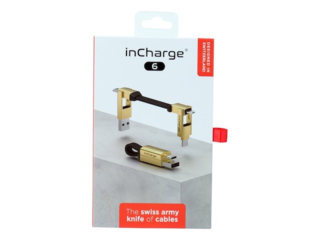 8x laad+datakabel 6-in-1 sleutelhanger 9cm incharge, goud - afbeelding 1 van  4