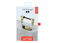 8x laad+datakabel 6-in-1 sleutelhanger 9cm incharge, goud - afbeelding 1 van  4