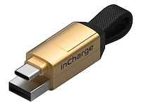 8x laad+datakabel 6-in-1 sleutelhanger 9cm incharge, goud - afbeelding 2 van  4
