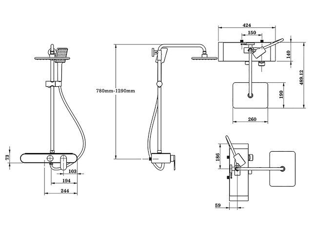 8x mawialux opbouw regendoucheset - digitaal display - afbeelding 6 van  6