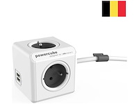 8x powercube extended duo usb type e designnest, wit grijs, met aardepin - afbeelding 1 van  3