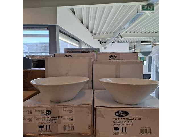 8x waskom best design, taps, glans wit - afbeelding 1 van  6
