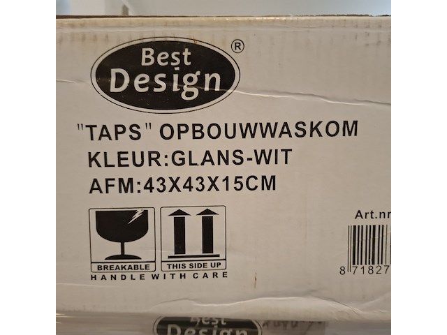 8x waskom best design, taps, glans wit - afbeelding 6 van  6