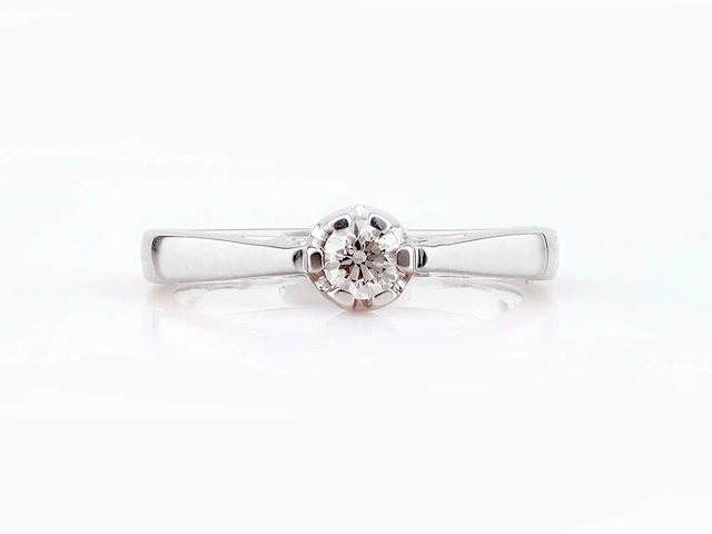 9 kt witgouden ring met natuurlijke diamant - afbeelding 2 van  5