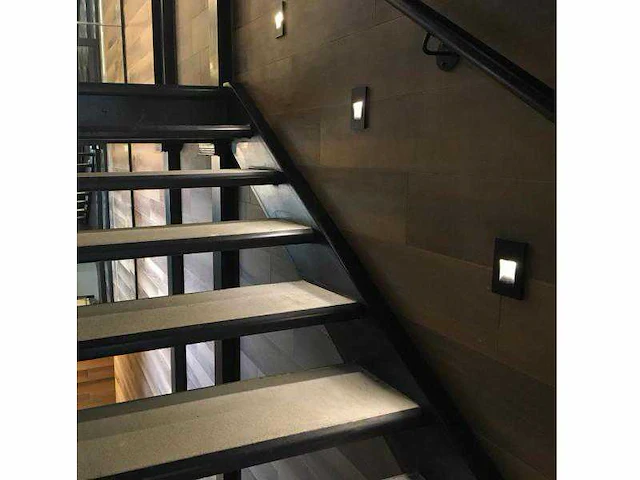 9 x led wall trap wand spots zwart ip54 - afbeelding 2 van  7