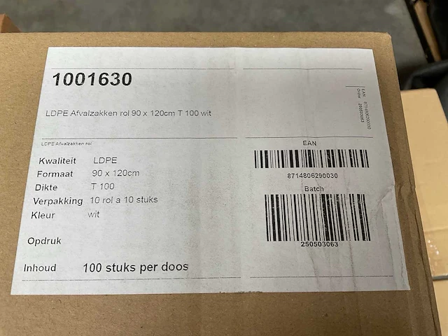 90x120cm t100 rol á 10 stuks ldpe afvalzakken (90x) - afbeelding 2 van  2